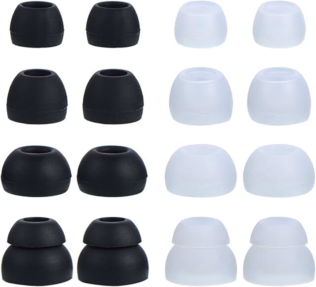 Black and Clear Silicone Ear Tips, 8 Pairs