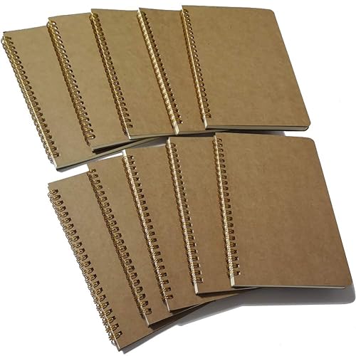 Set of 10 A5 Brown Dot Grid Notebooks, 50 Sheets