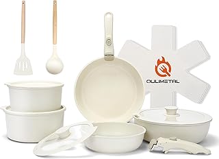 17-Piece Nonstick Cookware Set with Removable Handle