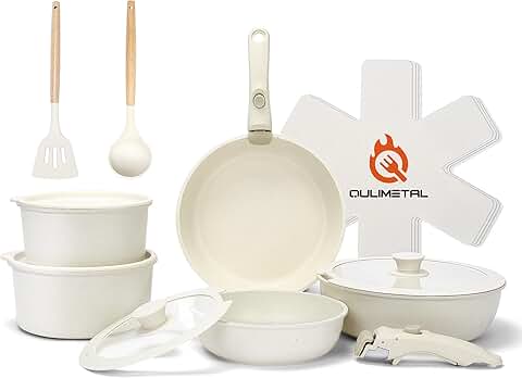 17-Piece Nonstick Cookware Set with Removable Handle