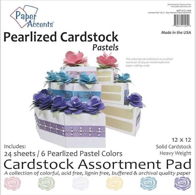 Pastel Pearlized Cardstock Pad 12x12, 24 sheets