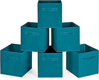 Set of 6 Foldable Cloth Storage Bins with Handles