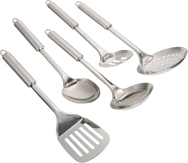 5-Piece Stainless Steel Kitchen Utensil Set for Cooking