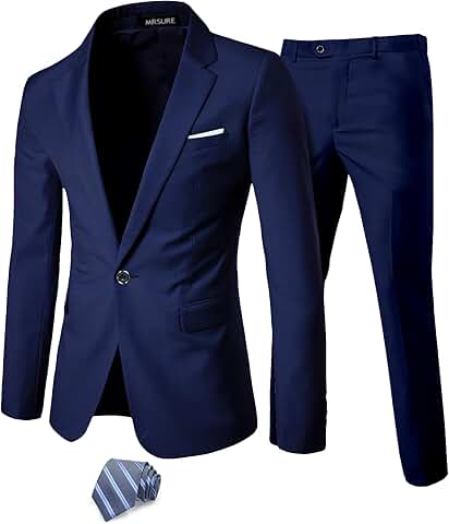 Men's Slim Fit 2-Piece Suit with Stretch Fabric and Tie