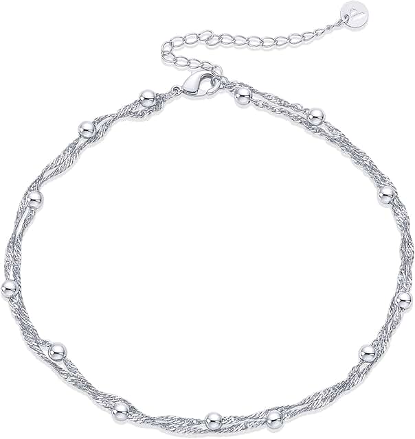Gold Plated Anklet for Women with Beads and Charms
