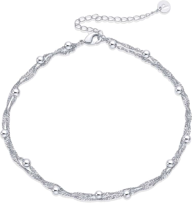 Gold Plated Anklet for Women with Beads and Charms