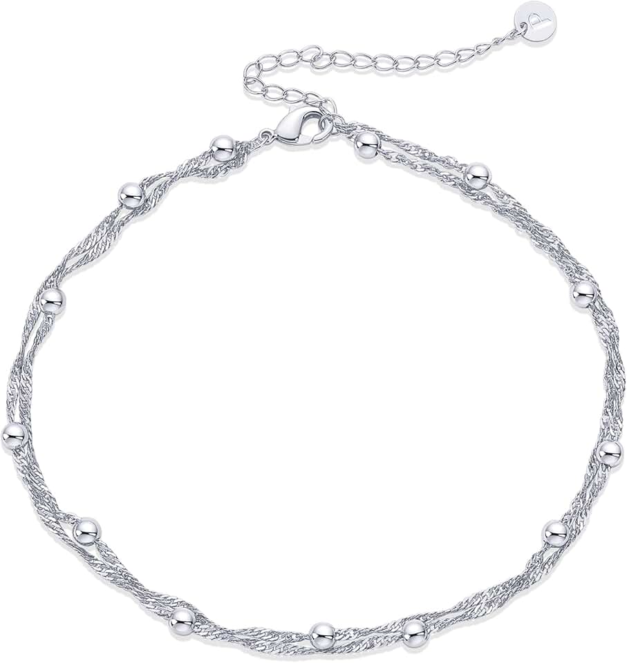 Gold Plated Anklet for Women with Beads and Charms