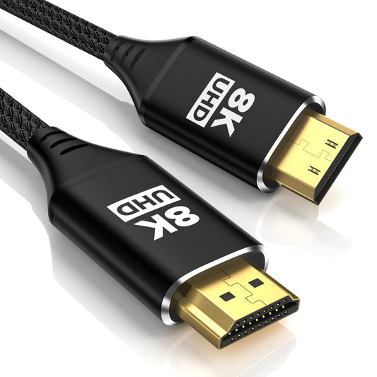 8K Mini HDMI to HDMI Cable, 3ft, High Speed, Braided