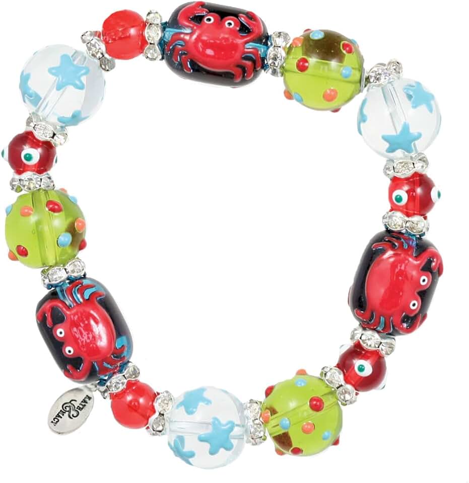 Crabby Chic Nautical Beach Glass & Beads Bracelet