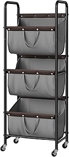 3-Section Rolling Laundry Basket for Storage