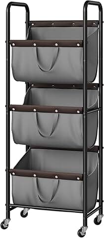 3-Section Rolling Laundry Basket for Storage