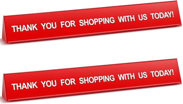 Two-Sided Red Resin Checkout Lane Divider Sign, 16 Inches