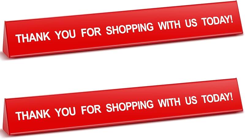 Two-Sided Red Resin Checkout Lane Divider Sign, 16 Inches