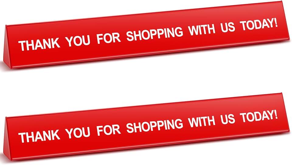 Two-Sided Red Resin Checkout Lane Divider Sign, 16 Inches