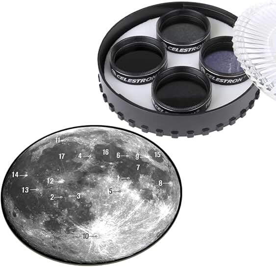 Moon filter kit with 4 filters and lunar map for beginners