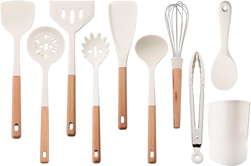 6-Piece Kitchen Utensil Set with Silicone Spatula and Crock