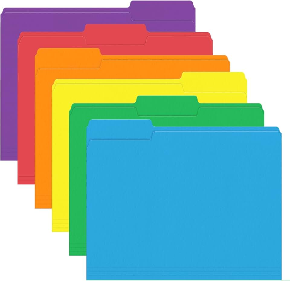 120 Colored Letter Size File Folders with 1/3 Cut Tabs