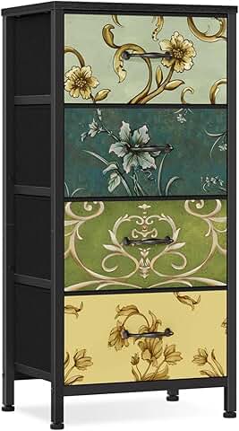 4 Drawer Dresser with Fabric Storage Tower