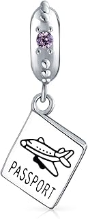 Travel-themed sterling silver charm bead for bracelets