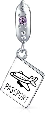 Travel-themed sterling silver charm bead for bracelets