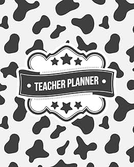 Teacher planner with cow print pattern and bonus logs