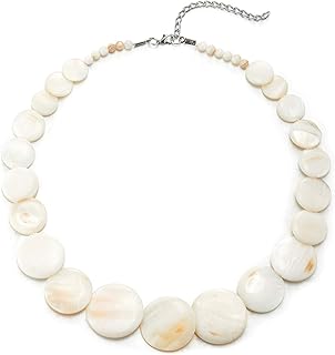White Mother of Pearl Bead Choker Necklace