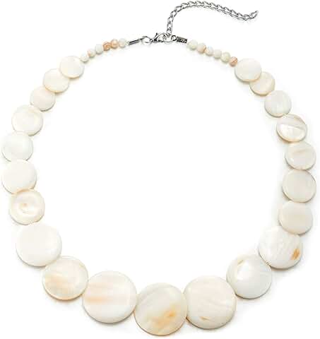 White Mother of Pearl Bead Choker Necklace
