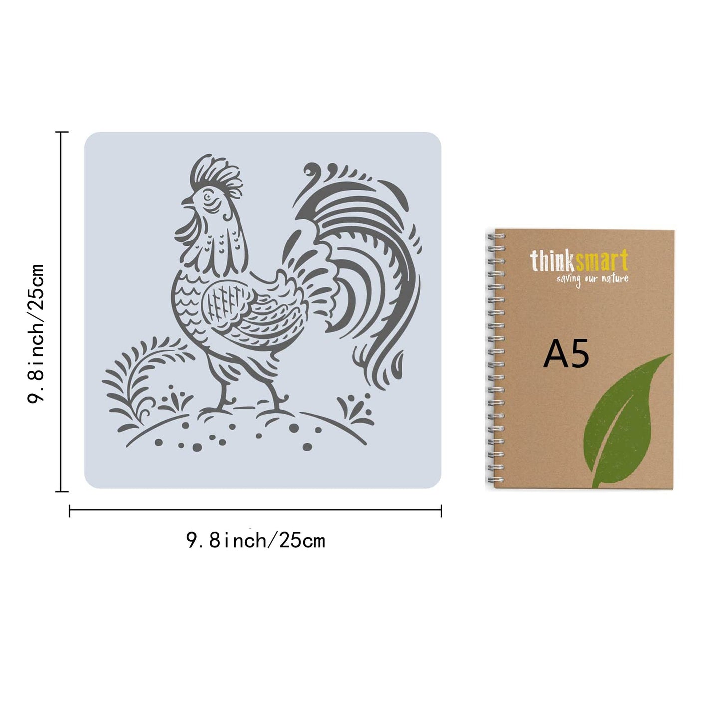 9.9" x 9.9" Farm Animal Rooster Bird Template