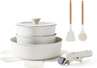 9-Piece Nonstick Pots and Pans Set with Detachable Handle