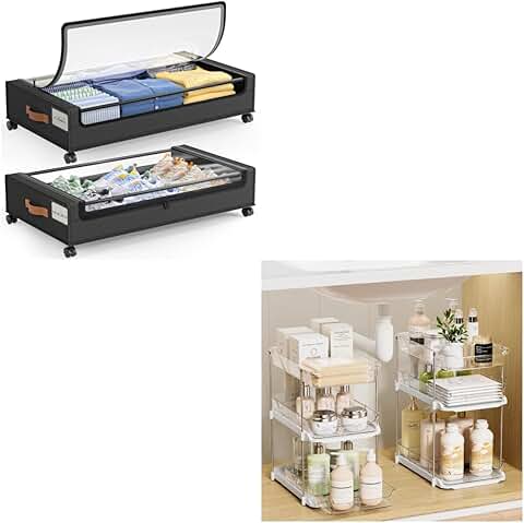 Under Bed Storage with Wheels and Bathroom Organizers