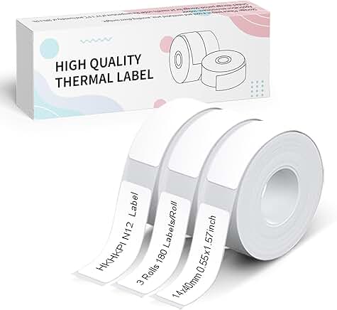 White adhesive label tape, 14x40mm, 3 rolls