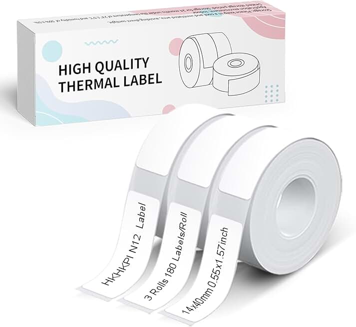 White adhesive label tape, 14x40mm, 3 rolls