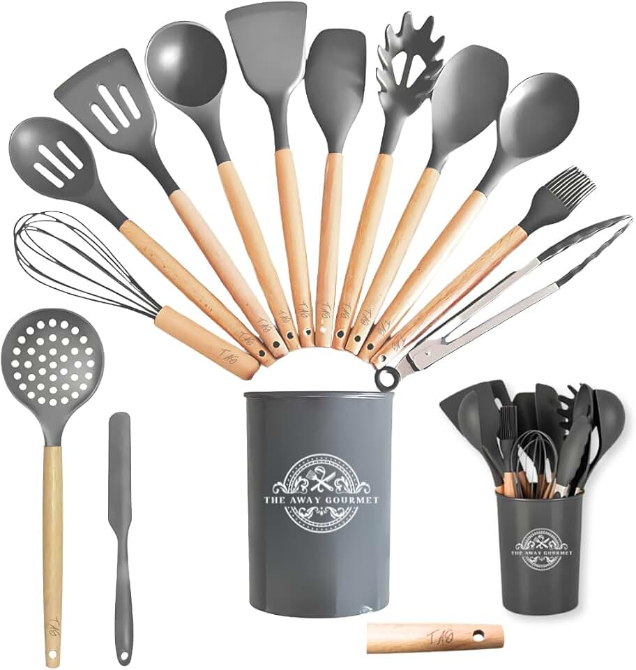 14-Piece Kitchen Utensil Set with Wooden Handles