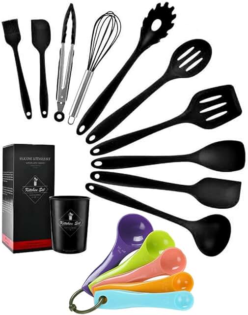 Set of 16 heat-resistant silicone kitchen utensils
