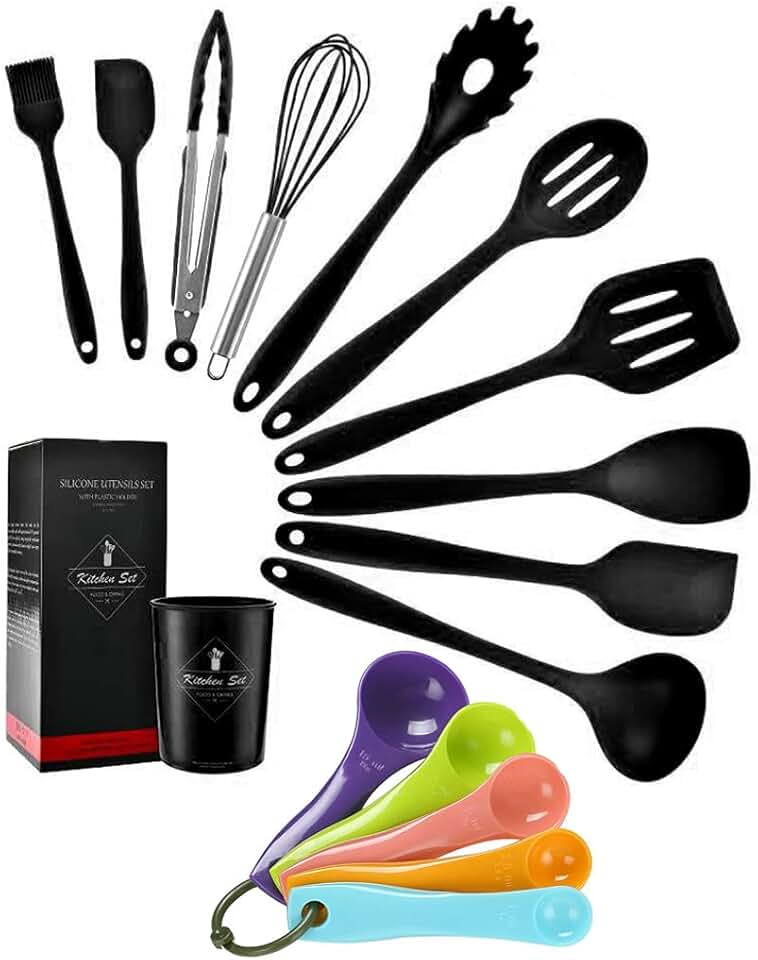 Set of 16 heat-resistant silicone kitchen utensils