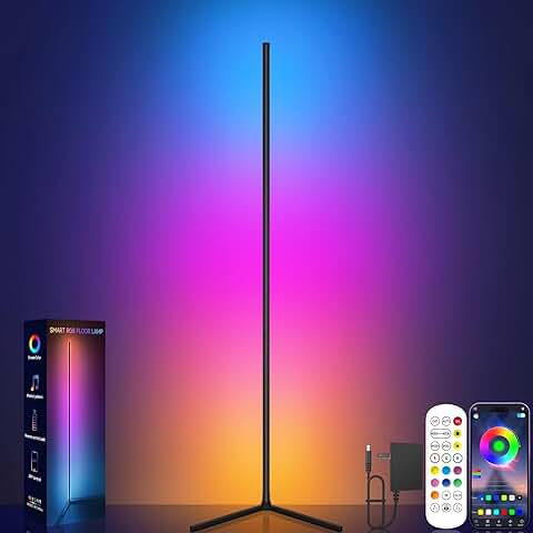 RGB LED Corner Floor Lamp with Music Sync and Remote