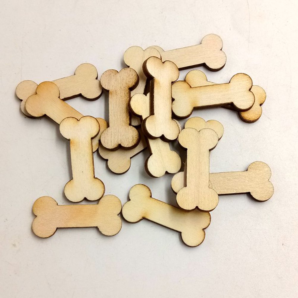 Unfinished Wooden Dog Bone Cutouts 100 pcs