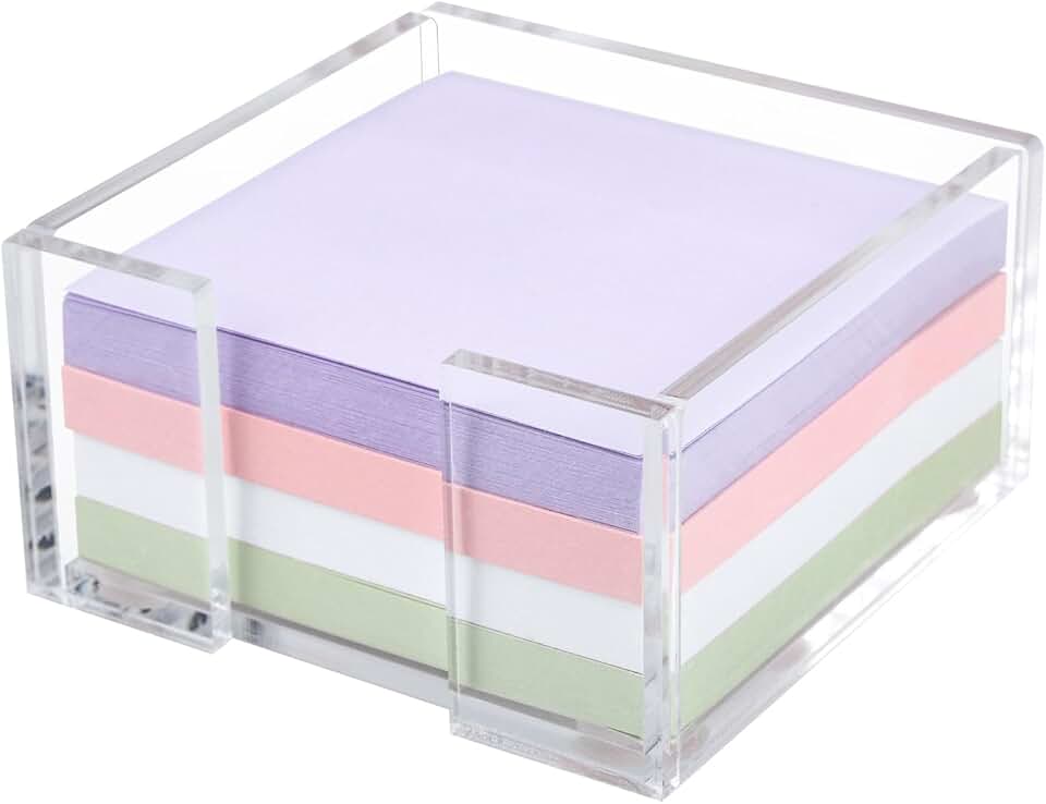 Acrylic 3x3 Sticky Note Holder for Desk Organizer