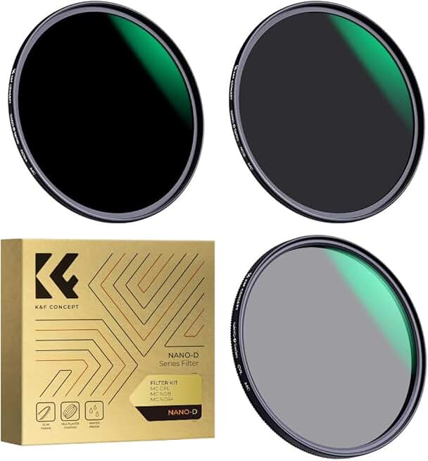 62mm Lens Filter Kit with ND8, ND64, and CPL Filters