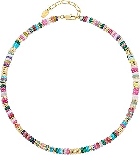 Colorful Beaded Necklace for Women, Boho Handmade Choker