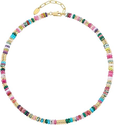 Colorful Beaded Necklace for Women, Boho Handmade Choker
