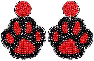 Colorful Beaded Paw Post Earrings