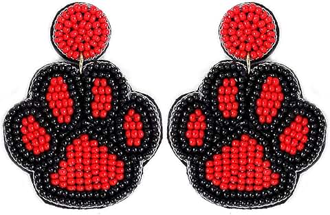 Colorful Beaded Paw Post Earrings