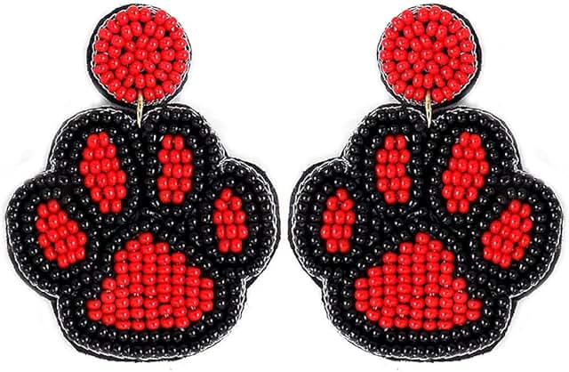 Colorful Beaded Paw Post Earrings