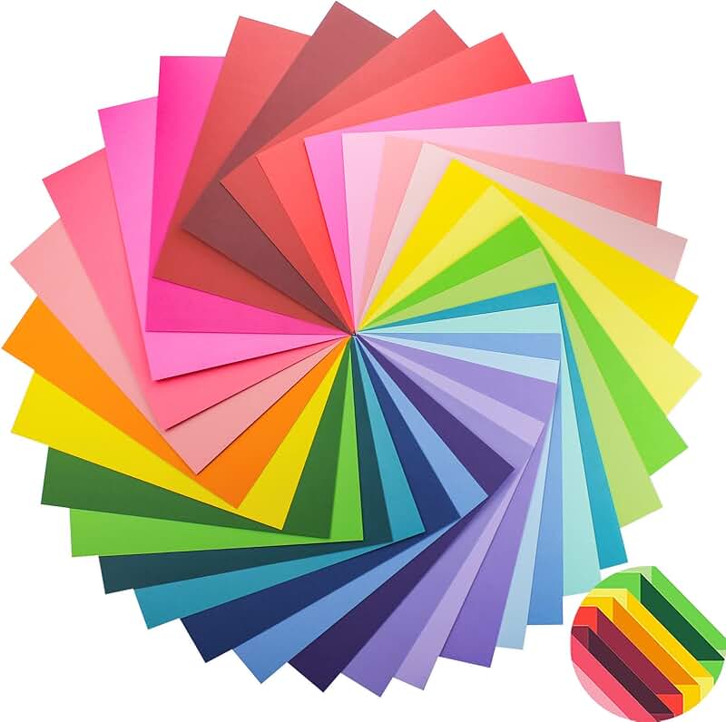 100 Colored Heavy Duty Cardstock Sheets for Crafts and Office