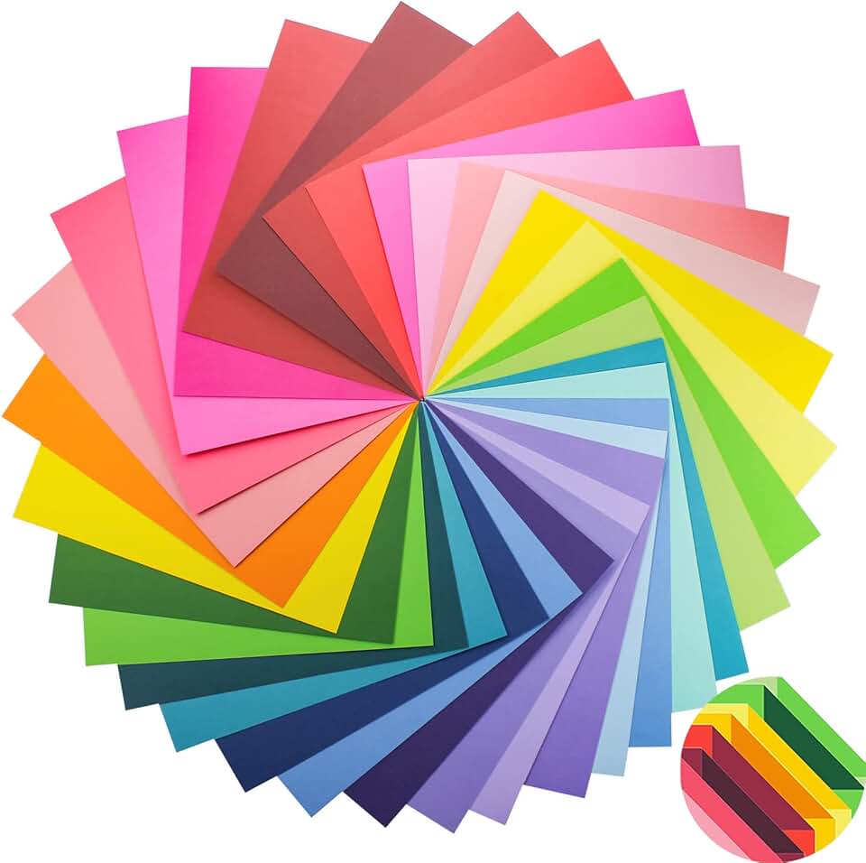 100 Colored Heavy Duty Cardstock Sheets for Crafts and Office