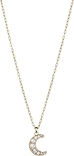 Adjustable Moon and Crystal Necklace in Shiny Gold