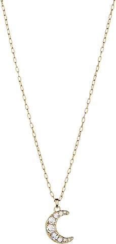 Adjustable Moon and Crystal Necklace in Shiny Gold