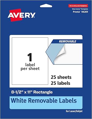Matte White Sticker Paper, 8.5" x 11", 25 Labels