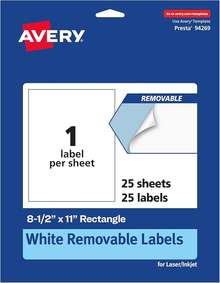 Matte White Sticker Paper, 8.5" x 11", 25 Labels